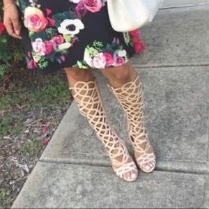 Nude Gladiator Heeled Sandals